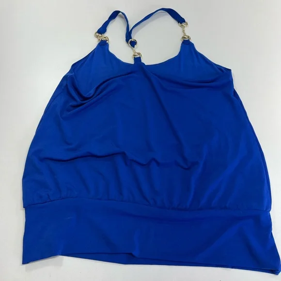 Boston Proper Hardware Detail Blouson Knit Top Deep Ocean Blue NEW Size Small - Picture 4 of 13